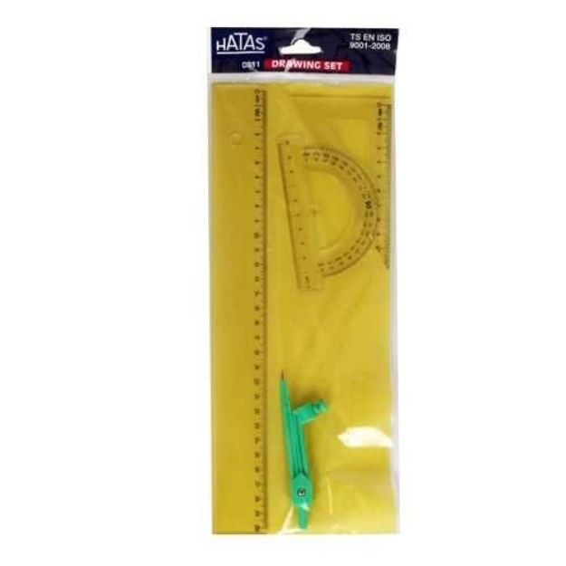 Picture of Hatas 0811 Pergelli Cetvel Takımı - 4 Parça Teknik Çizim ve Ölçüm Seti