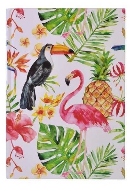 Picture of Deffter Paradise - Flamingo Tucan Sert Kapaklı Çizgili Defter