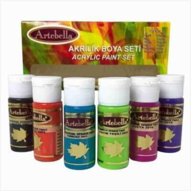 Picture of Artebella Universal Akrilik Boya Seti 6lı (30 ml) - Başlangıç & Hobi İçin Canlı Renkler