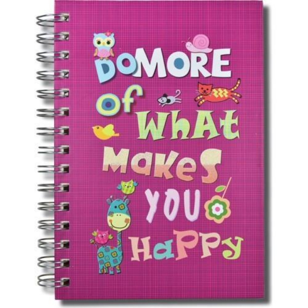 Picture of Lovely / Be More Happy 14x20 Spiralli Sert Kapak 96 Yaprak Çizgili Defter