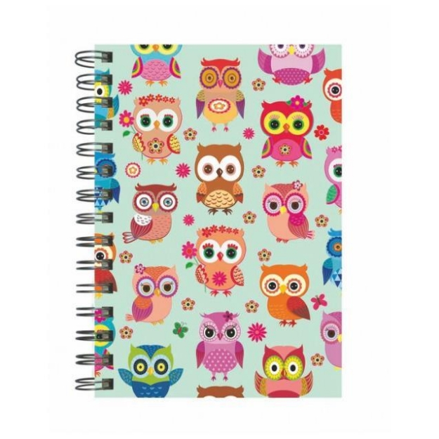 Picture of Lovely / Happy Owls 14x20 Spiralli Sert Kapak 96 Yaprak Çizgili Defter