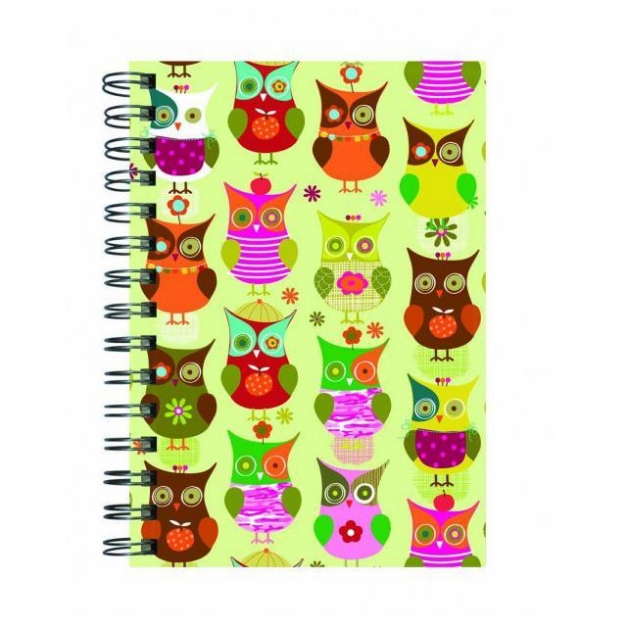 Picture of Lovely / Owls Green 14x20 Spiralli Sert Kapak 96 Yaprak Çizgili Defter