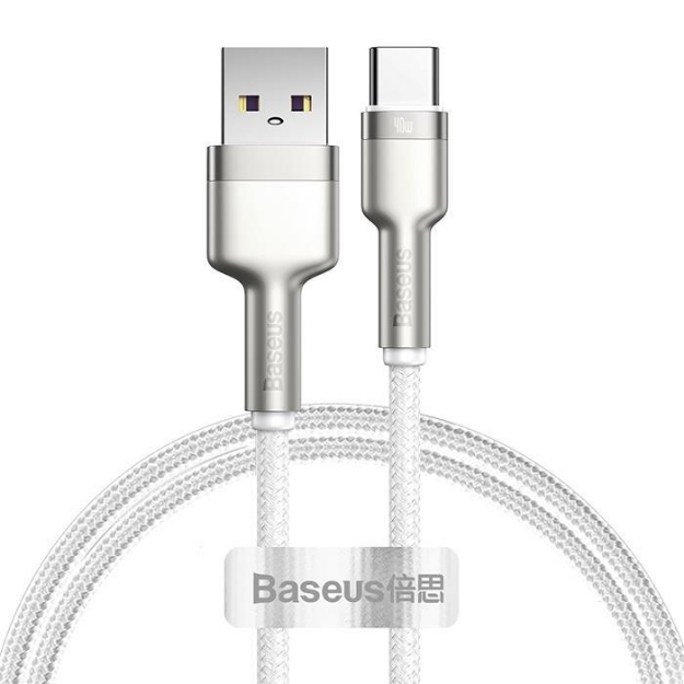 Picture of Baseus Cafule Metal Serisi 40W 1 Metre Type-C Beyaz Şarj Kablosu