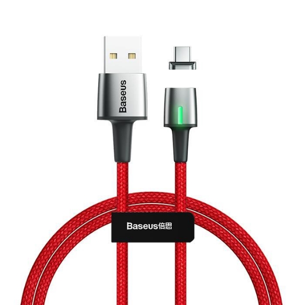 Picture of Baseus Zinc Magnetic Manyetik Uçlu 3A 1 Metre Type-C Kırmızı Şarj Kablosu