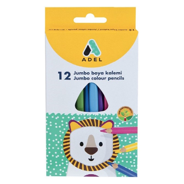 Picture of Adeland Jumbo Hexa 12 Renk Boya Kalemi - Üçgen Gövdeli Jumbo Kuru Boya Seti