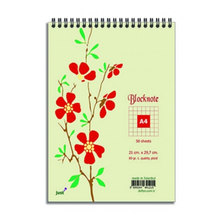 Just A4 Üstten Spiralli Bloknot 21x29 50 Yaprak Kareli Not Defteri detaylarını göster Just A4 Üstten Spiralli Bloknot 21x29 50 Yaprak Kareli Not Defteri resmi