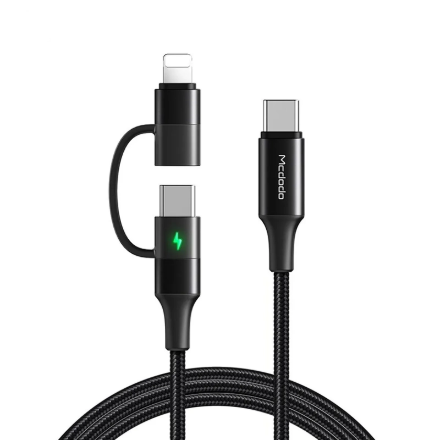 Mcdodo CA-7120 1.2M Lightning+Type-C 2 si1 Arada Hızlı Şarj ve PD Data Kablosu Siyah detaylarını göster Mcdodo CA-7120 1.2M Lightning+Type-C 2 si1 Arada Hızlı Şarj ve PD Data Kablosu Siyah resmi