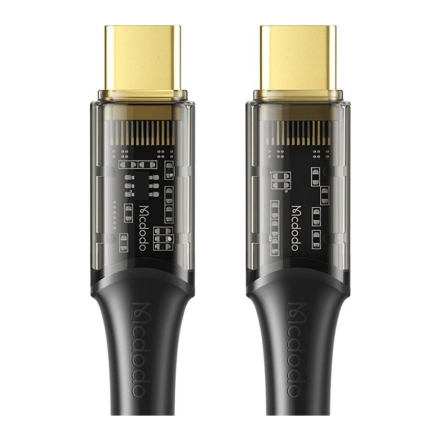 Mcdodo CA-2110 100W 1.2M Type-C To Type-C Şeffaf Şarj ve Data Kablosu Siyah detaylarını göster Mcdodo CA-2110 100W 1.2M Type-C To Type-C Şeffaf Şarj ve Data Kablosu Siyah resmi