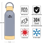 Picture of Igloo Hydrate Pro 500ml Bambu Taban ve Kapaklı Çelik Termos Duman Mavi