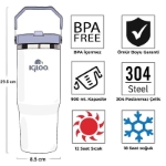 Picture of Igloo Powder 900ml Sızdırmaz Pipetli Ergonomik Kulplu Çelik Termos Mavi-Beyaz