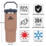 Picture of Igloo Powder 900ml Sızdırmaz Pipetli Ergonomik Kulplu Çelik Termos Kahve-Kayrak