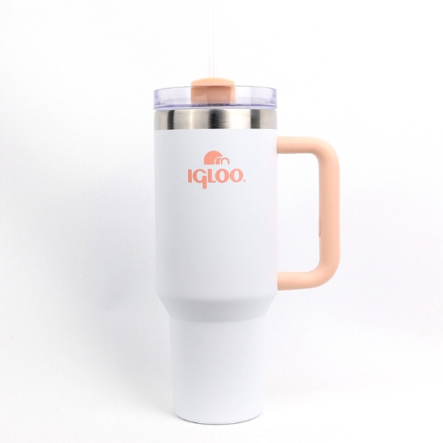 Picture of Igloo Stadler 1.2 Litre Pipetli/Pipetsiz Termo Mug Paslanmaz Çelik Sızdırmaz Kapaklı Termos Beyaz-Somon