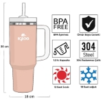 Picture of Igloo Stadler 1.2 Litre Pipetli/Pipetsiz Termo Mug Paslanmaz Çelik Sızdırmaz Kapaklı Termos Somon-Beyaz