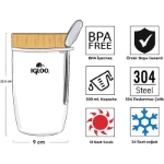 Picture of Igloo Bamboo Kapaklı Kaşıklı 500 ml Çelik Yemek Termosu Beyaz
