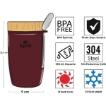 Picture of Igloo Bamboo Kapaklı Kaşıklı 500 ml Çelik Yemek Termosu Bordo