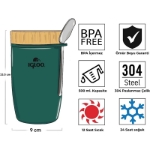 Picture of Igloo Bamboo Kapaklı Kaşıklı 500 ml Çelik Yemek Termosu Yeşil