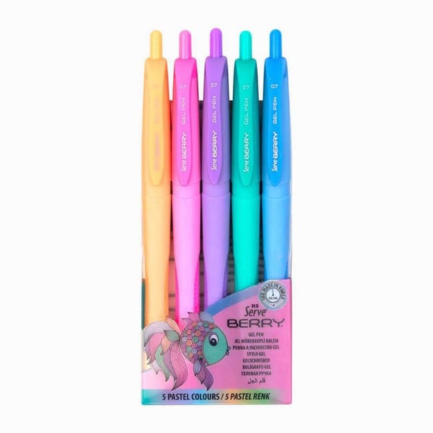 Picture of Serve Berry 5li Pastel Renkler 0.7 Jel Mürekkepli Tükenmez Kalem