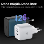 Picture of Spigen 45W USB-C PE2105EU 2 Girişli Samsung ve Iphone Uyumlu Akım Korumalı Hızlı Şarj Güç Adaptörü Beyaz