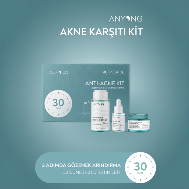 Picture of Anyong Akne Karşıtı Ve Gözenek Sıkılaştırıcı Karma-Yağlı Cilt Bakım Seti (TONİK-SERUM-KREM)