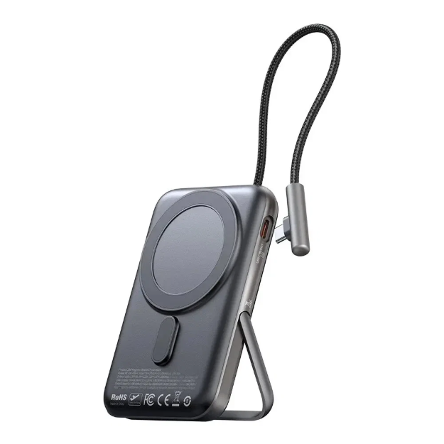 Picture of Mcdodo MC-1811 10000mAh 20W Manyetik Kablosuz Powerbank Dahili USB-C Kablolu Siyah