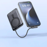 Picture of Mcdodo MC-1811 10000mAh 20W Manyetik Kablosuz Powerbank Dahili USB-C Kablolu Siyah