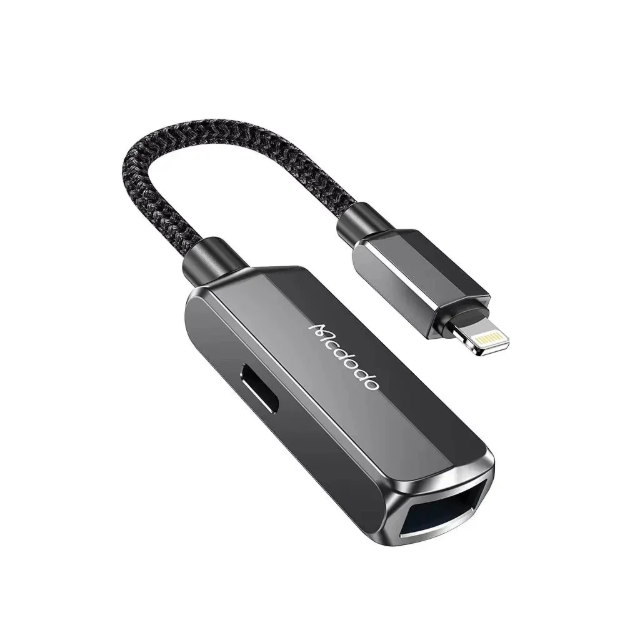Picture of Mcdodo CA-2690 2si 1 Arada Lightning - USB-A 3.0 OTG Adaptörü ve Lightning Şarj Dönüştürücü Koyu Gri