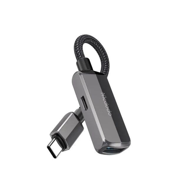 Picture of Mcdodo CA-2830 2si 1 Arada USB-C to USB-C + USB-A 3.0 OTG Adaptör 60W PD 5Gbps Gri