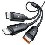 Picture of Mcdodo CA-5790 3ü 1 Arada USB-A to USB-C + Lightning + Micro USB Şarj ve Veri Kablosu 1.2M Siyah
