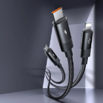 Picture of Mcdodo CA-5790 3ü 1 Arada USB-A to USB-C + Lightning + Micro USB Şarj ve Veri Kablosu 1.2M Siyah