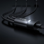 Picture of Mcdodo CA-5790 3ü 1 Arada USB-A to USB-C + Lightning + Micro USB Şarj ve Veri Kablosu 1.2M Siyah