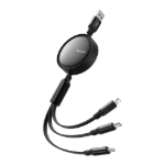 Picture of Mcdodo CA-7256 Drum Pro 3ü 1 Arada Geri Çekilebilir USB-A to Lightning + Micro USB + USB-C Şarj ve Veri Kablosu 1.2M