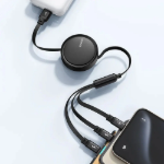 Picture of Mcdodo CA-7256 Drum Pro 3ü 1 Arada Geri Çekilebilir USB-A to Lightning + Micro USB + USB-C Şarj ve Veri Kablosu 1.2M