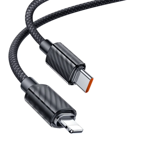 Picture of Mcdodo CA-3660 Crystal Serisi USB-C to Lightning 36W PD Hızlı Şarj ve Veri Aktarım Örgü Kablo Siyah 1.2M