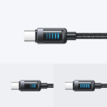 Picture of Mcdodo CA-0350 240W USB-C to USB-C Dinamik LED Göstergeli PD Hızlı Şarj ve Veri Aktarım Kablosu 1.2 Metre Siyah