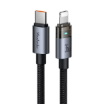 Picture of Mcdodo CA-6940 Crystal Serisi USB-C to Lightning 36W PD Hızlı Şarj ve Veri Kablosu Şeffaf LED Işıklı 1.2 Metre Siyah