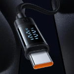 Picture of Mcdodo CA-5780 USB-C to USB-C 60W PD Hızlı Şarj Dijital Göstergeli Örgülü Şarj ve Veri Kablosu 1.2 Metre Siyah