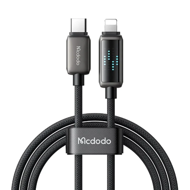 Picture of Mcdodo CA-2630 USB-C to Lightning 36W PD Hızlı Şarj Dijital LED Ekranlı Şarj ve Veri Kablosu 1.2 Metre Siyah
