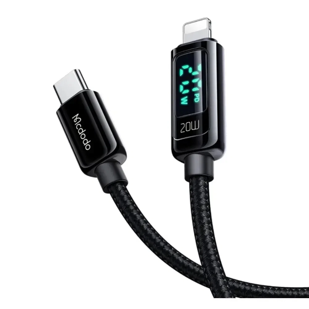 Picture of Mcdodo CA-8810 Type-C to Lightning 20W PD Dijital Ekranlı Hızlı Şarj ve Data Kablosu 1.2m Siyah