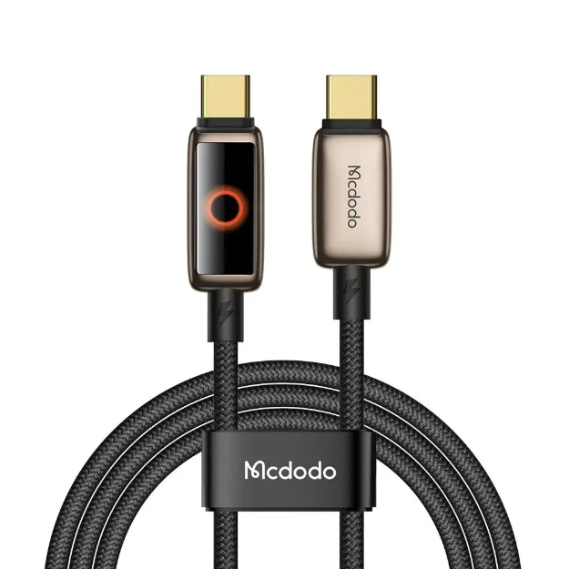 Picture of Mcdodo CA-6681 USB-C to USB-C 100W PD Hızlı Şarj Nefes Alan LED Göstergeli Premium Örgü Kablo 1.2m Siyah