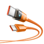 Picture of Mcdodo CA-5585 100W Type-C to Type-C Şeffaf LED Işıklı Şarj Kablosu 1.2m Turuncu
