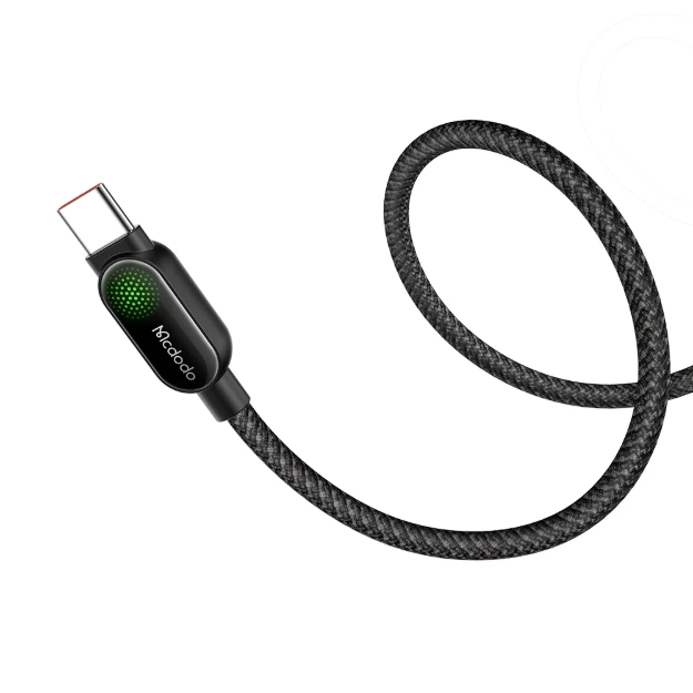 Picture of Mcdodo CA-5620 100W Type-C to Type-C Nefes Efektli LED Işıklı Şarj Kablosu 1.2M Siyah