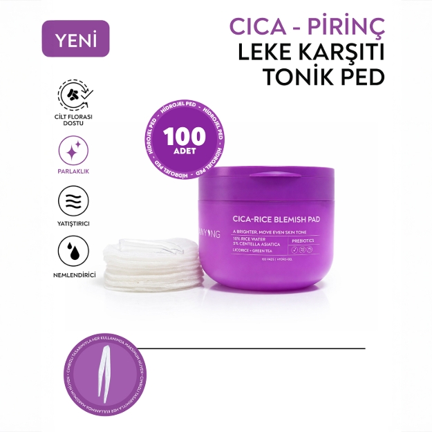 Picture of Anyong Cica Rice Leke Karşıtı Tonik Ped 100 Adet Pirinç Suyu ve Centella İçeren Hidrojel Yüz Pedi