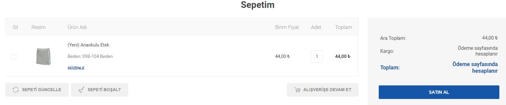 istekle.com | Sepet Sayfası
